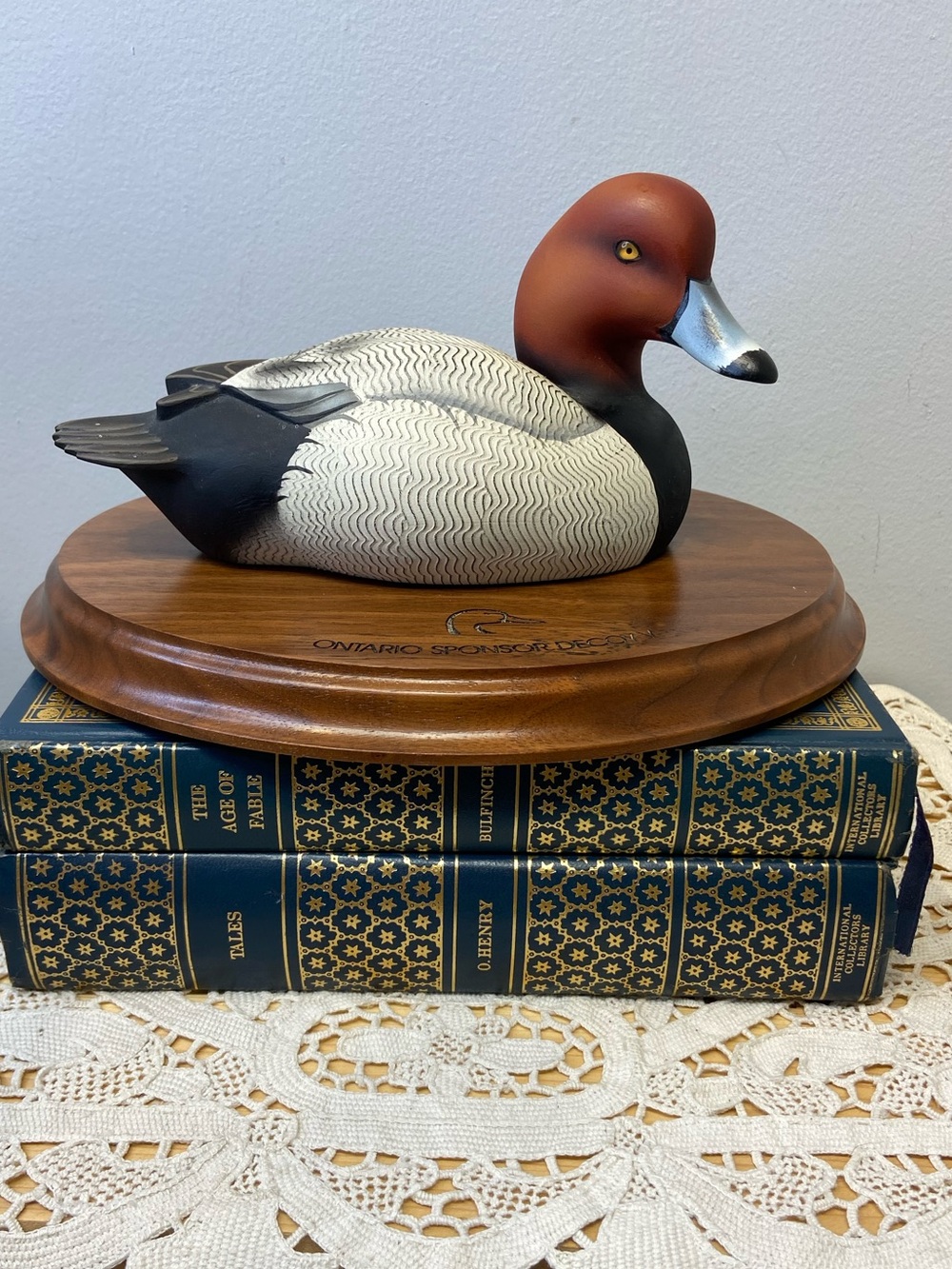 Hand Carved Duck Decoy By Larry Fell, Stamped